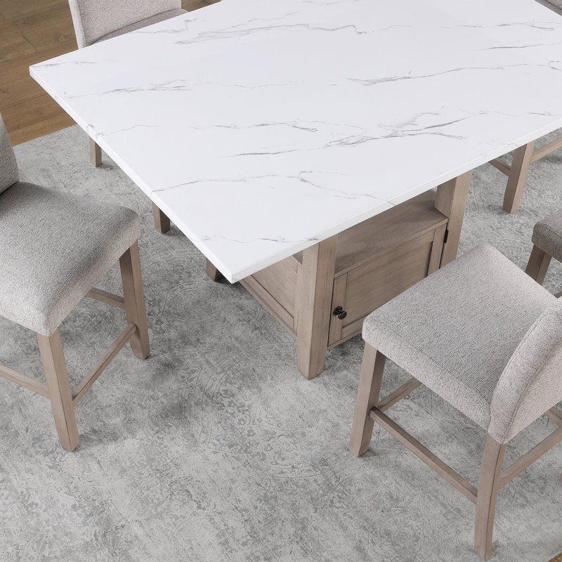 Taylor Marble Table Dining Set, 5 Pieces: Table, 4 Chairs
