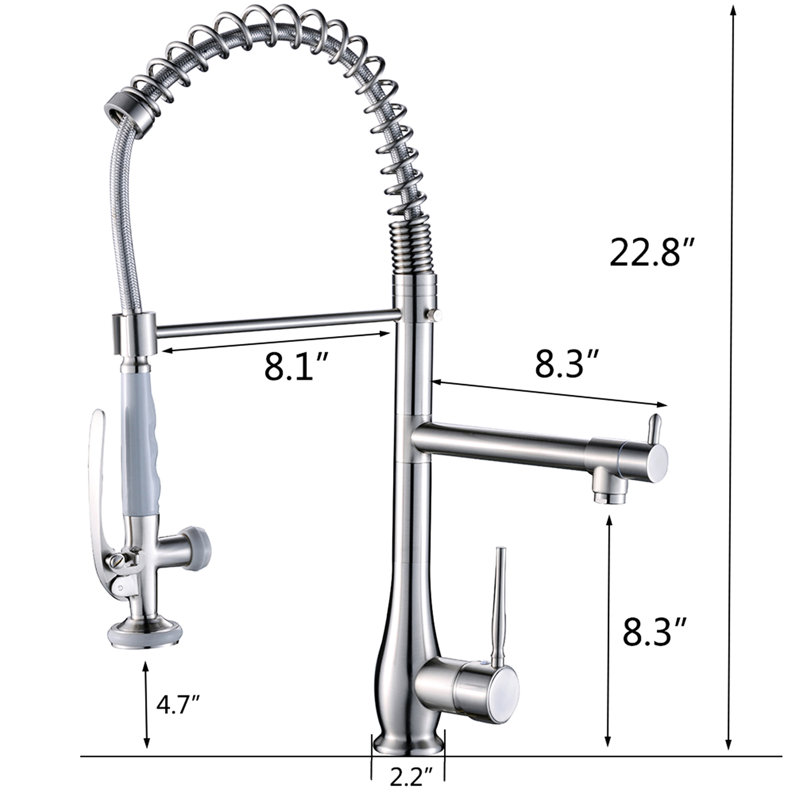 Brushed Nickel Kitchen Sink Faucet For Commercial - Pull Down , Compact Design Style Nickel, Ceramic Component, Stable Function