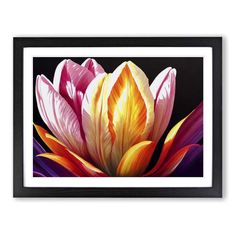 Euphoric Tulip Flowers - Framed Print, Black, 46cm H x 64cm W x 2cm D