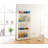 Basicwise Slim Storage Cart - 4 Tier Rolling Organizer Cabinet with Adjustable Shelves, Wheels, Freestanding, Fits Between Fridge and Counter, for Kitchen, Bathroom, Laundry, 4.75" W x 40.2" H, White