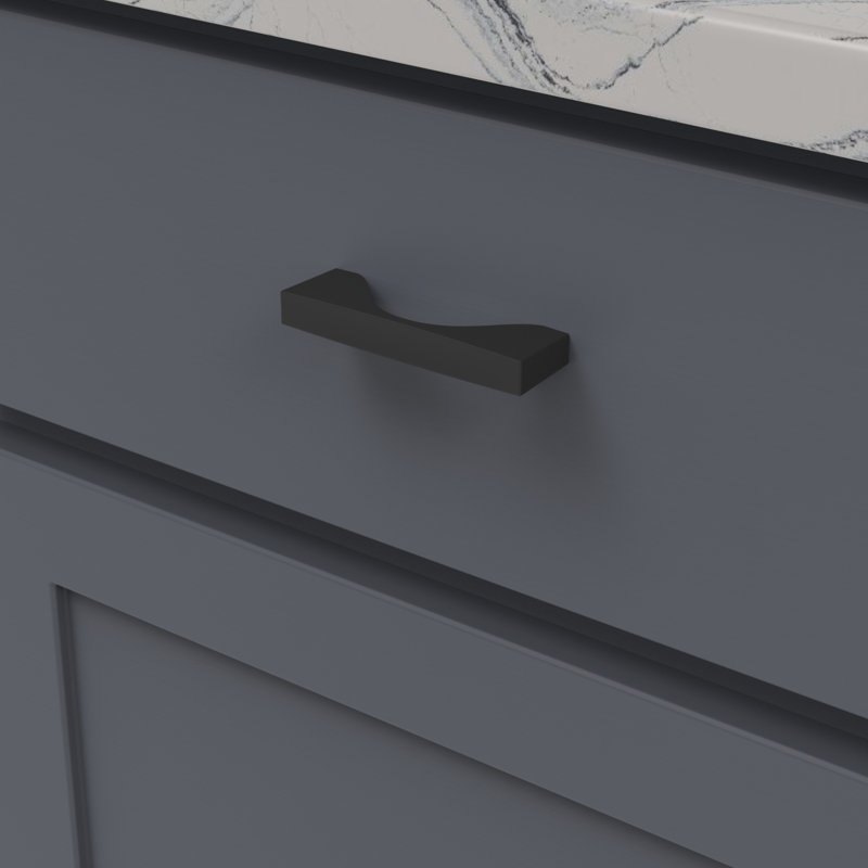 Channel Collection Handle Pull - Cabinet Pull - Contemporary Hardware for Drawers & Cabinets, Matte Black, 3''