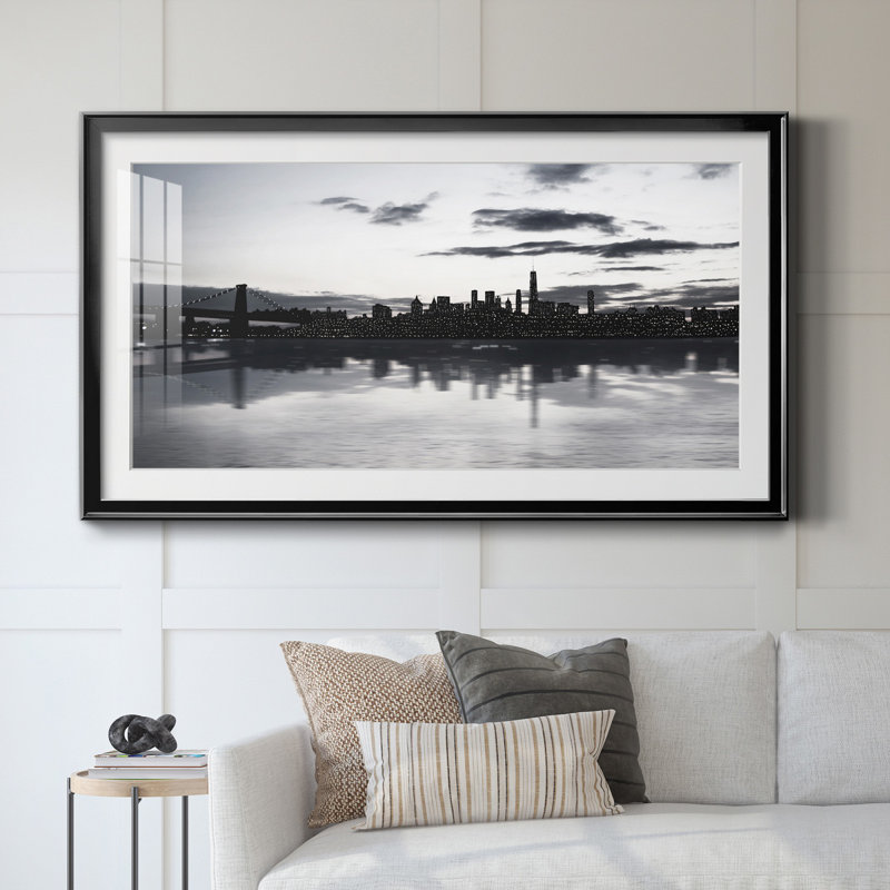 «Shimmering Skyline», reproduction d'art encadrée de qualité supérieure, prête à être accrochée, Cadre noir
