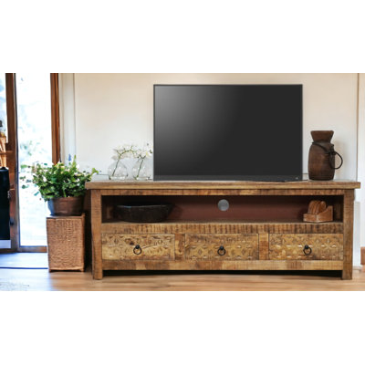 Meuble télé en bois massif fabriqué à la main