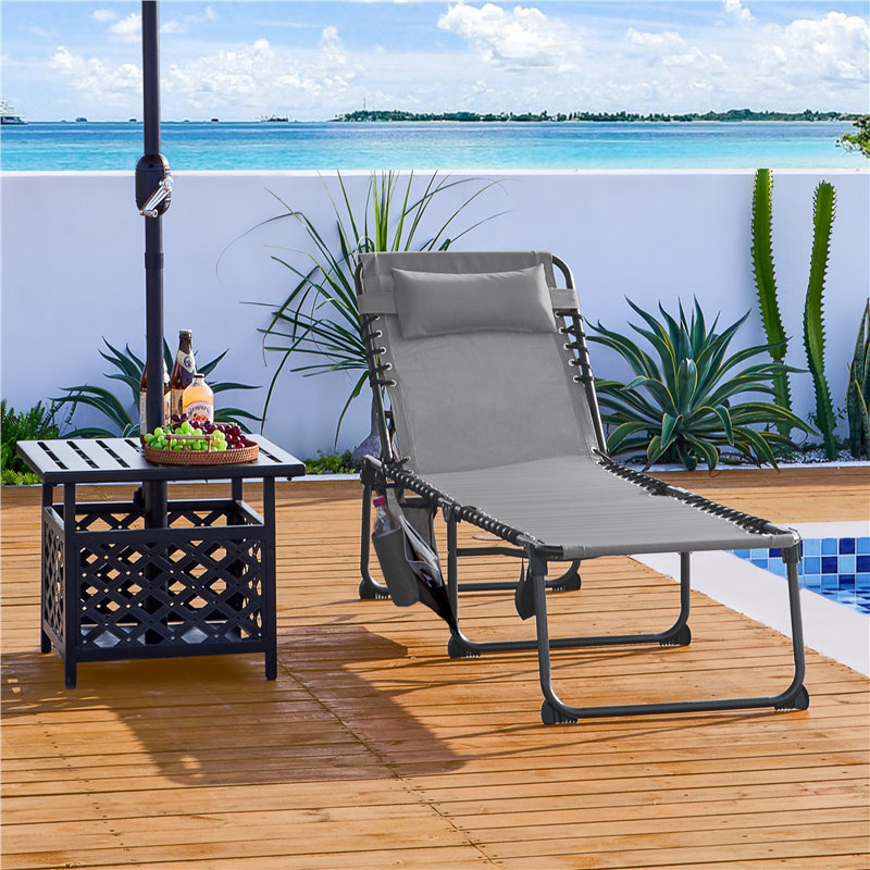 Méridienne de plage réglable à 5 positions, Gris