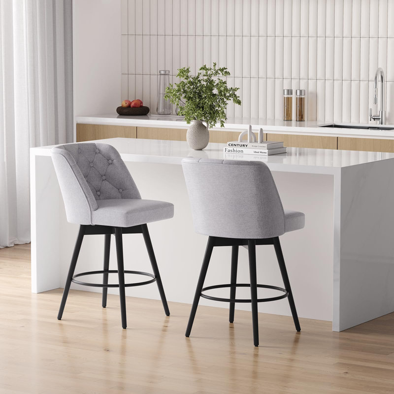 Tabourets de bar pivotants avec dossier, ensemble de 2 tabourets de bar à hauteur de comptoir, chaises de cuisine modernes pour îlot de cuisine