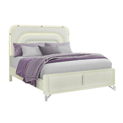 Nora Beige King Bed With LED