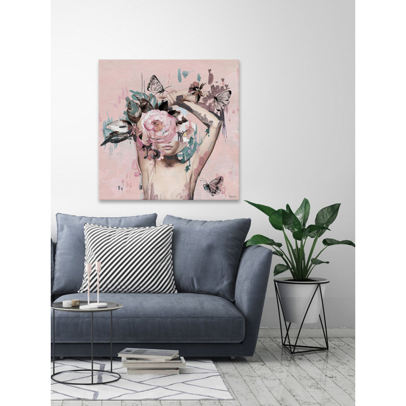 Floral Crown Beauty by Parvez Taj - Wrapped Canvas Painting, 20cm H x 20cm W