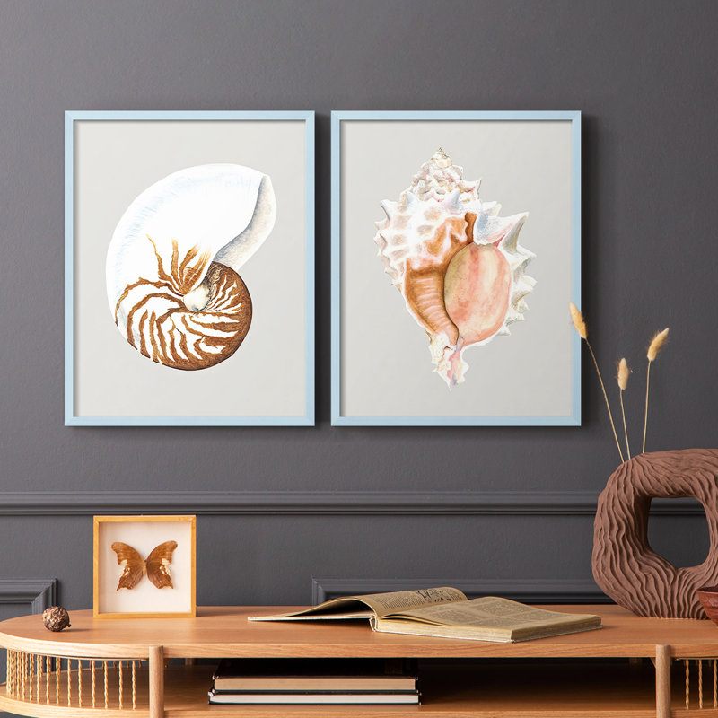 Nautilus - reproduction encadrée de qualité supérieure - prête à être accrochée - aucun clou requis - aucun clou requis, Bleu
