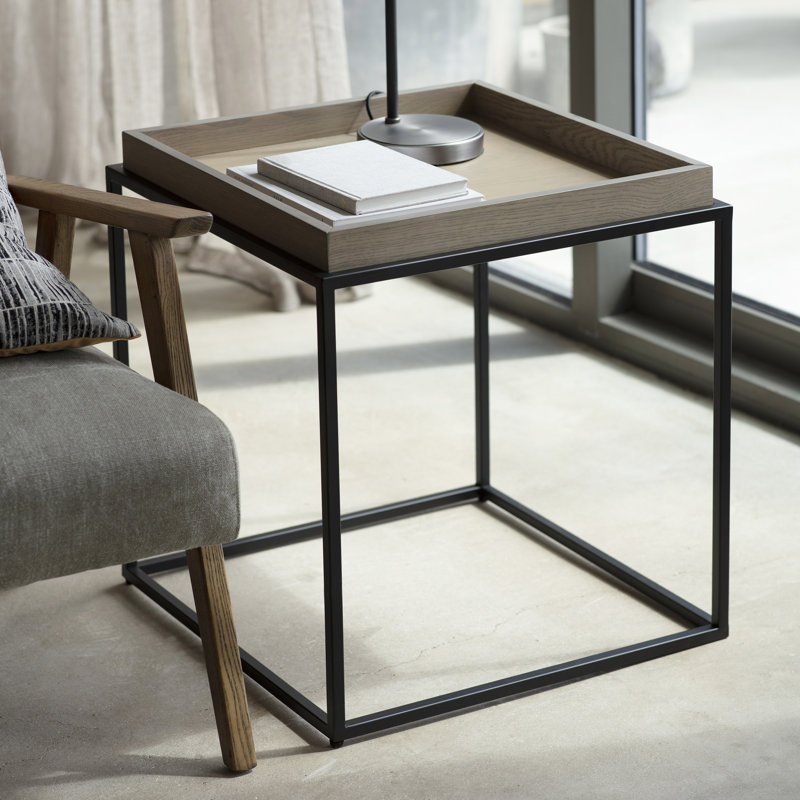 Bovina Tray Top Frame End Table, Grey