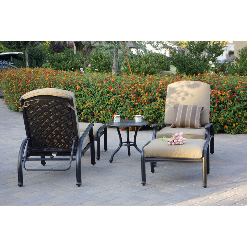 Frazee 5-Piece Adjustable Club Chair Conversation Set with Cushions and 24'' Round End Table