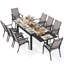 Ensemble de salle à manger d'extérieur 9 pièces en aluminium textilène, table extensible