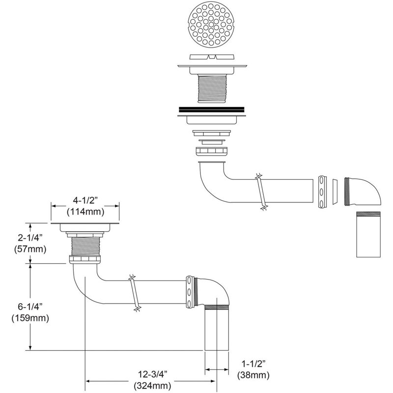 1.5" Grid Shower Drain