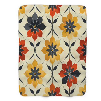 Nostalgic Tile Pattern - 1 Piece Premium Sherpa Blanket