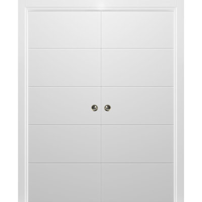 Planum Flush Wood Sliding Closet White Doors