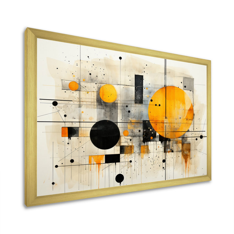 «Geddy Geometric Abstraction III», reproduction sur toile, Encadrement doré, H 30 po x l 40 po x P 1,5 po