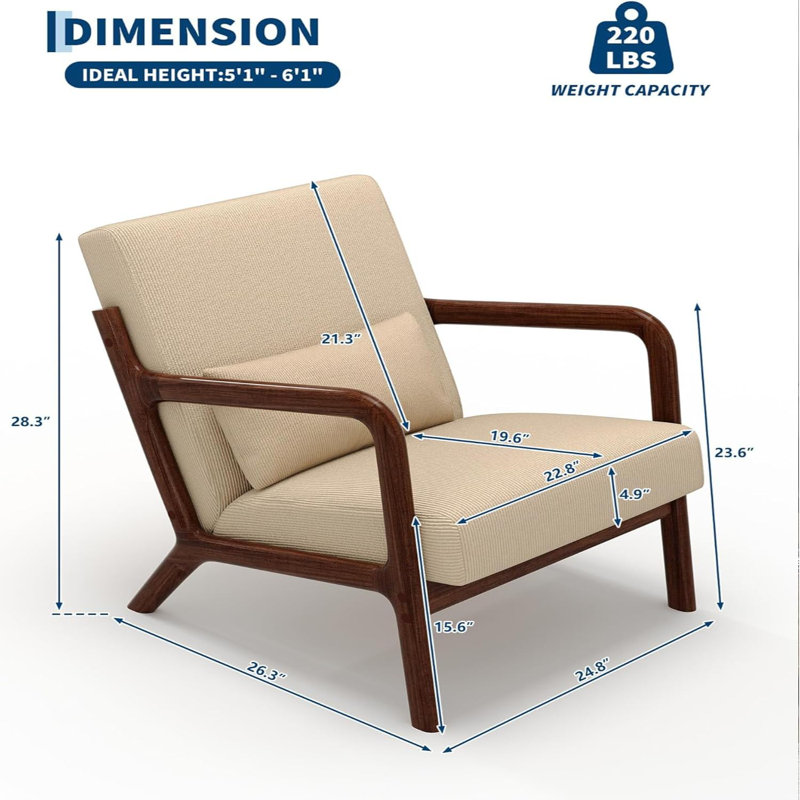 Fauteuil d'appoint ergonomique MidCentury Modern, Brown