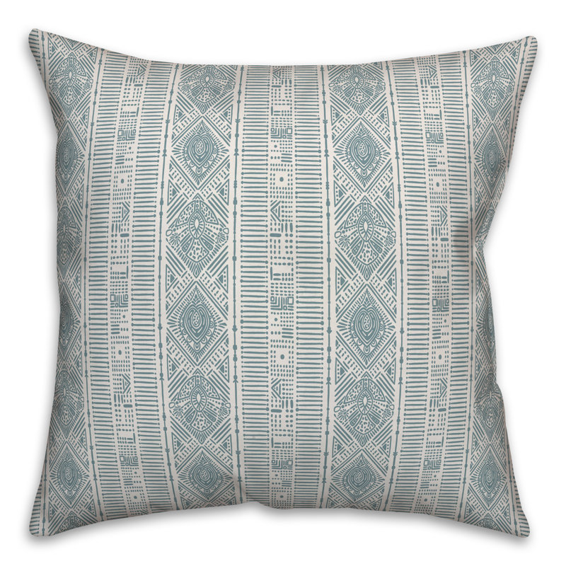 Throw Pillow, White/Blue Geometric 1, 20" x 20"