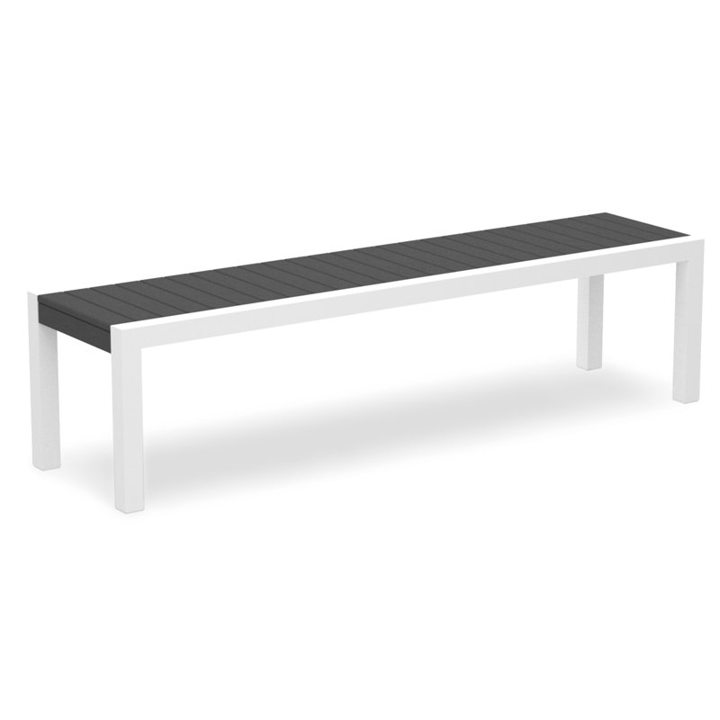 Banc POLYWOOD MOD 68 ", Blanc brillant, Gris ardoise