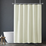 Polyester Fabric Machine Washable Waterproof Shower Curtain Liner With Hooks, White