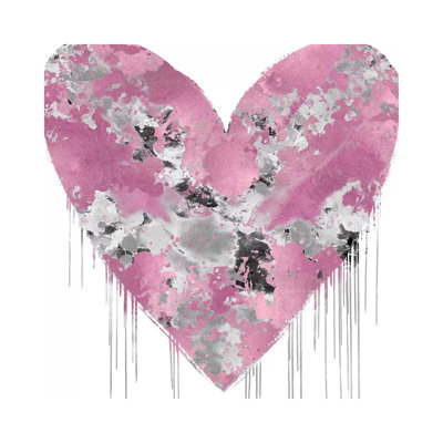 Big Hearted Pink And Silver by Lindsay Rodgers - Wrapped Canvas Print