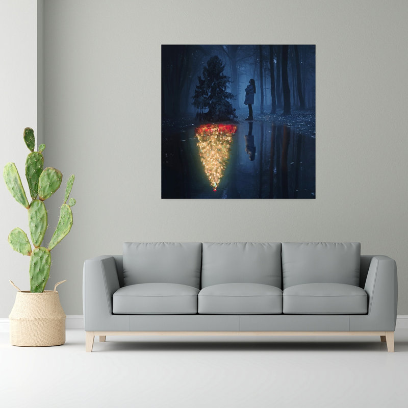 The Hope of Christmas Dreamy Surreal Abstract Christmas Tree Forest Landscape Wall Art Print 1 Piece Wrapped Canvas Wall Art