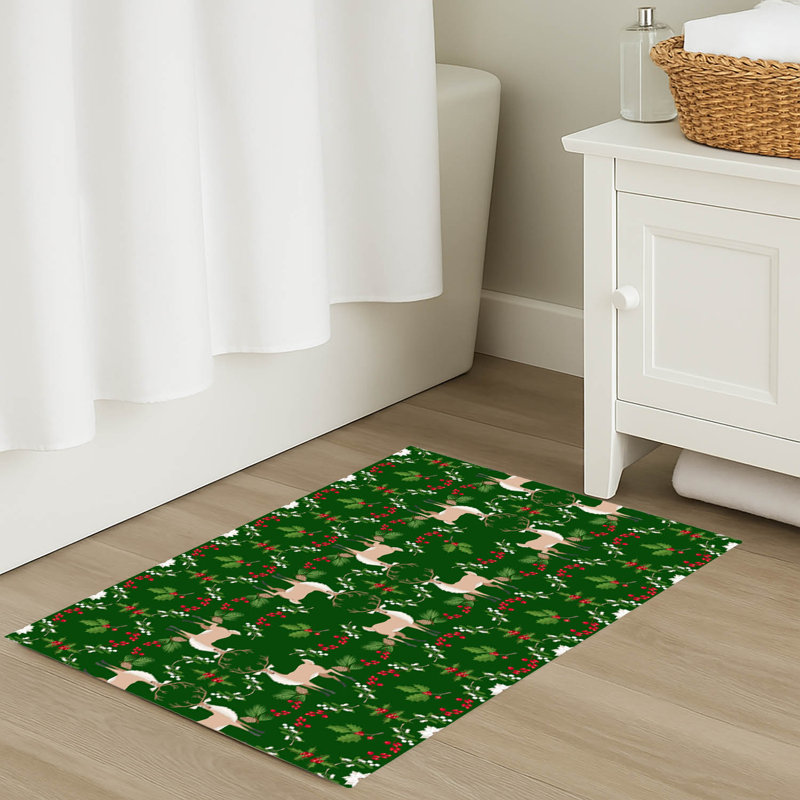 Tapis de bain Botanical Deer, Simple - L 34 po x l 21 po, Vert