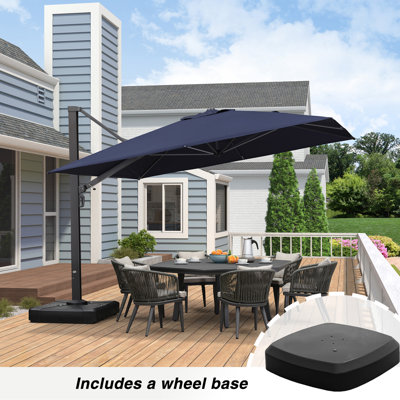 HawlIngs 132'' Square Cantilever Umbrella With Wheeled Base,Navy