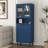 Tempered Glass Door Tall Storage Bookcase With Adjustable Board-1252195743