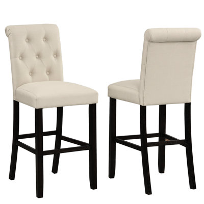 Tan Upholstered , Solid Wood - Blend Fabric, 19.06 Lb Weight In Tan, Of 2 , Padded Seats & Backs, 12.5" Package Width