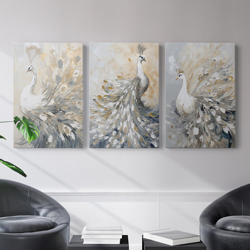 Peakcock  Series  LXXXIII  -Premium Gallery Wrapped Canvas Set -Ready to Hang, 12" H x 8" W x 1.1665" D