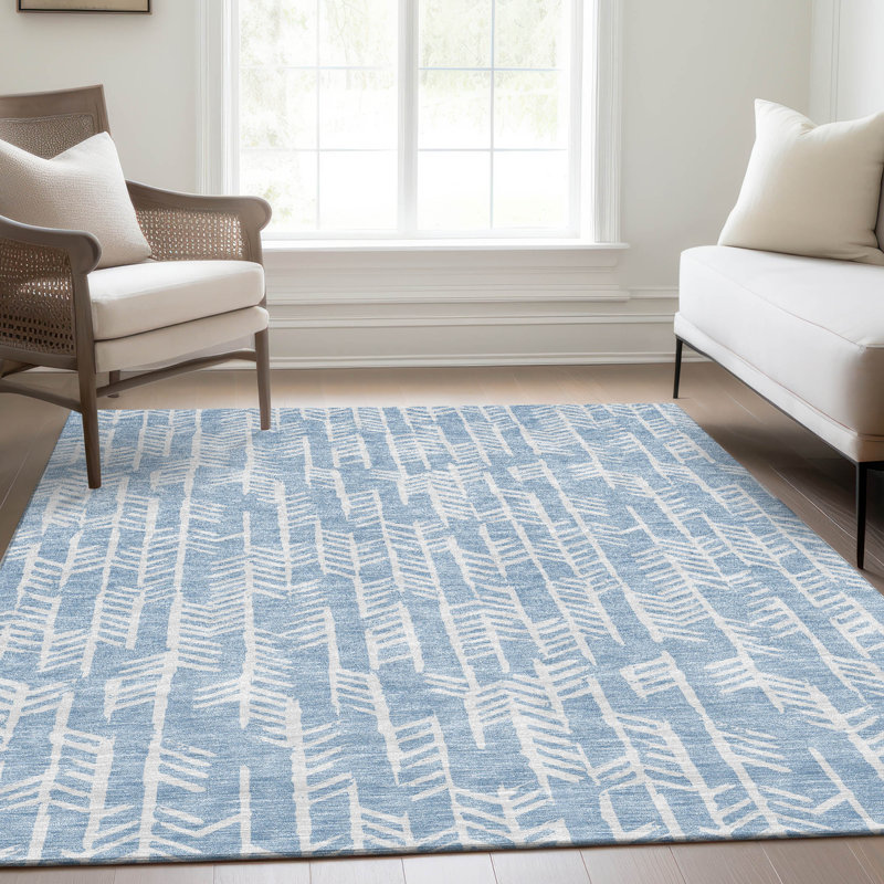Premium Machine Washable Prisco Sky Rug, Rectangle 10' x 14'