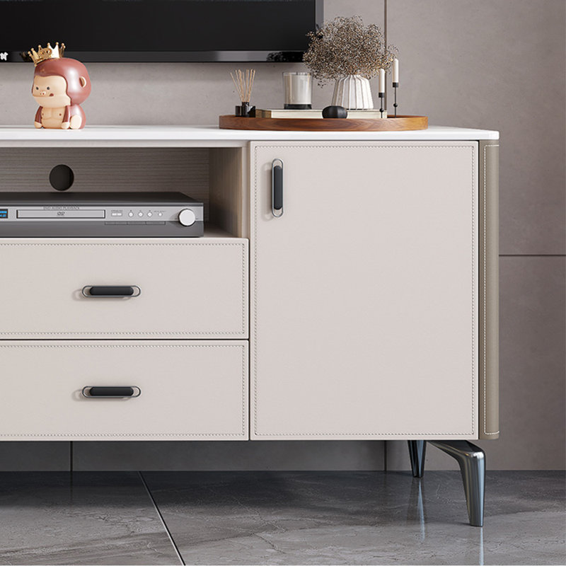 Meuble télé moderne de style minimaliste haut de gamme, Beige / gris, 86.61"