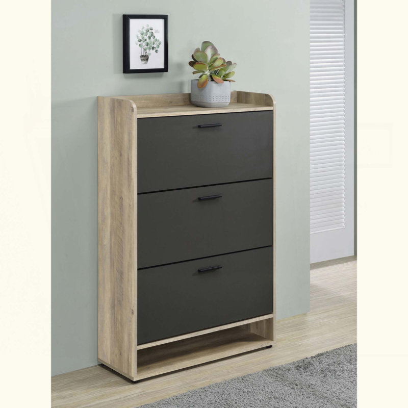 3-Tier Engineered Wood Shoe Cabinet With Spacious Storage And Stylish Design For Entryways And Hallways, Gray