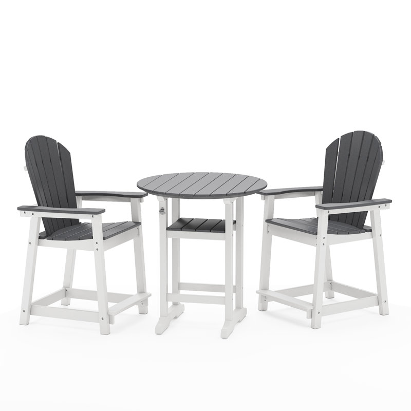  Ensemble de patio extérieur de cinq pièces (comprend 2 chaises de bar et 1 table de bar), Blanc/Noir