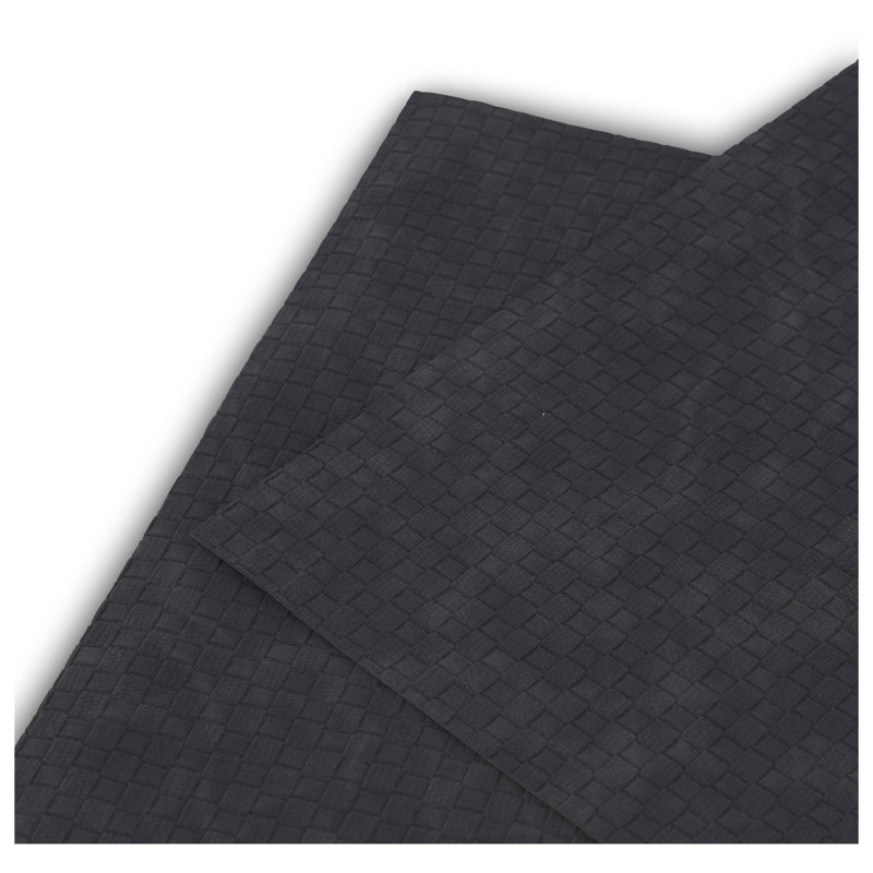 Dainty Home Sorento Vegan Leather Reversible Pattern to Solid 12" x 18" Rectangular Placemat Set, Sorento Black