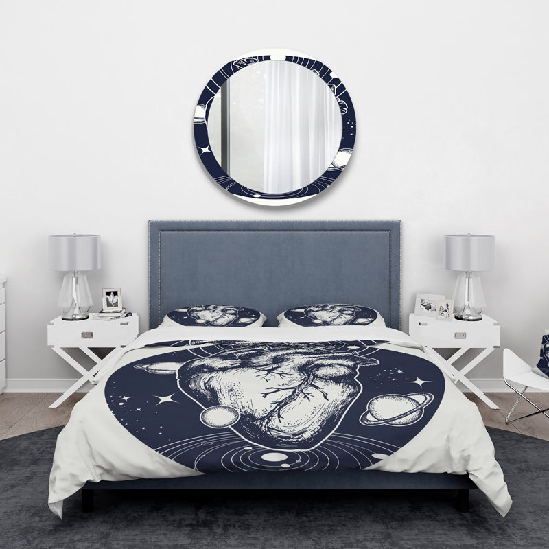Heart in Space - Ensemble de housse de couette rétro - Microfibre de polyester
