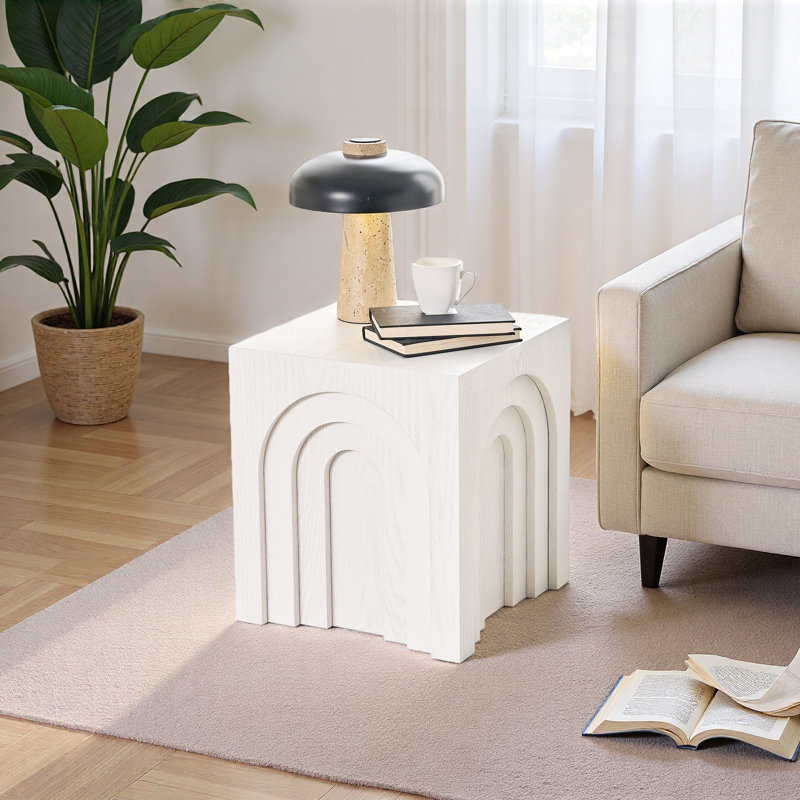 Petite table d'appoint carrée 15,74 po, Blanc