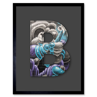 Letter B Crazy Panda NYC Decorative Graffiti - Single Picture Frame Print