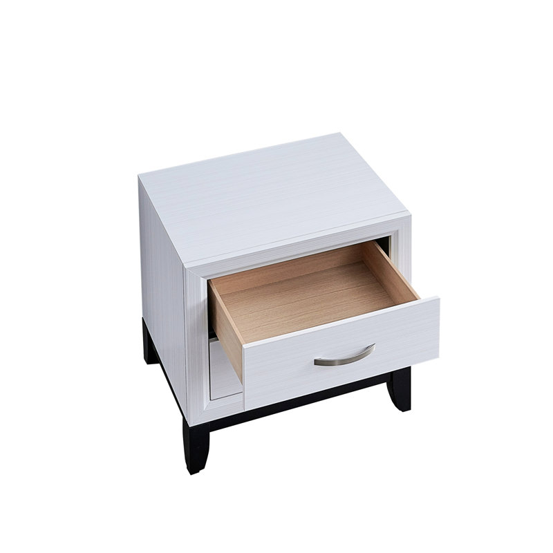 Table de chevet simple avec 2 tiroirs de rangement, Blanc