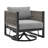 Mareike Outdoor Patio Swivel Glider Lounge Chair In Black Aluminum With Gray Cushions-1140219805-1140219803