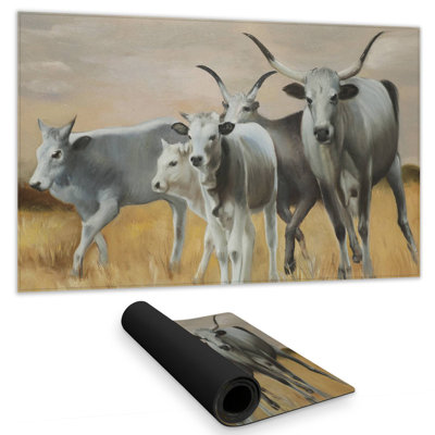Nguni Breeding White Desk Mat | Animal-Themed Home Decor
