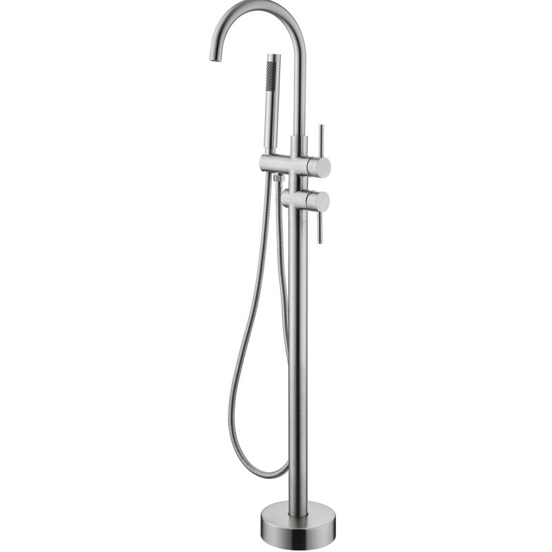Robinet de baignoire avec douche à main et robinet d'équilibrage de l'eau en nickel brossé