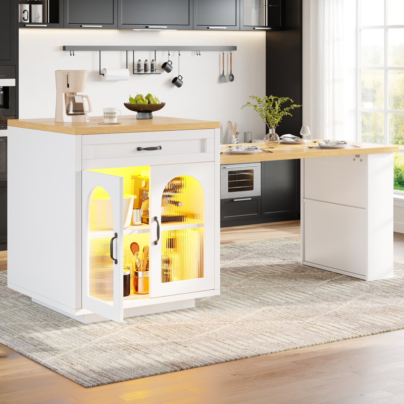 126 cm W Kitchen Island with Top, White