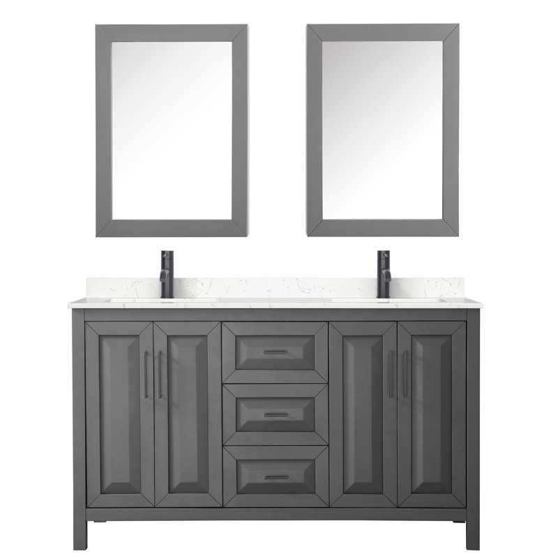 Daria 60'' W Double Vanity, Dark Gray, Matte Black