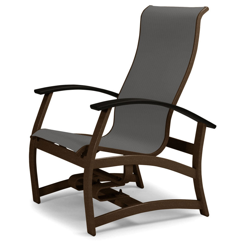 Askar Powder Coated Aluminum Outdoor Lounge Chair, Black P70, Titanium Sunbrella®, Textured Kona