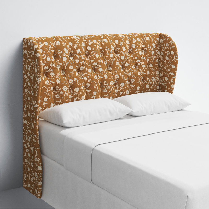 Tête de lit à oreilles Tomey, Double, Robina Floral Ochre