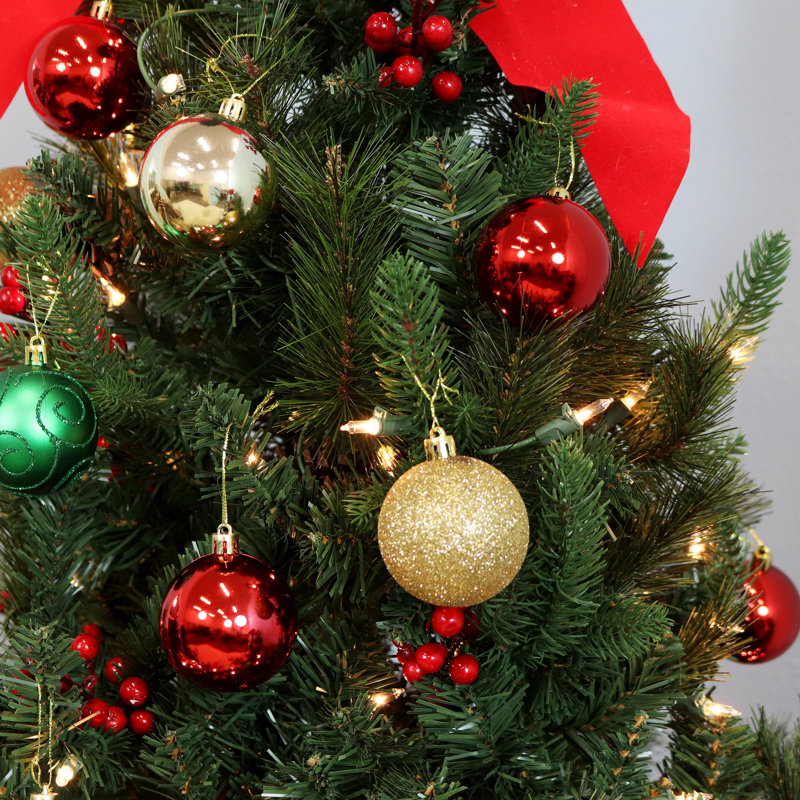 50pc Red/Green/Gold Plastic Christmas Ornament Balls