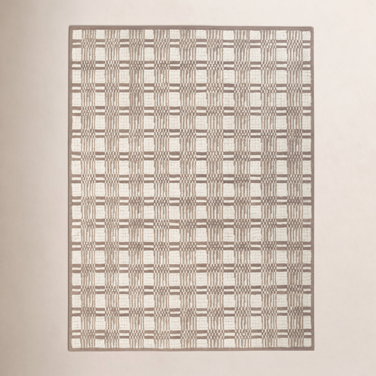 Hand-Tufted Striped Geometric Rug, Rectangle 7'9" x 9'9"