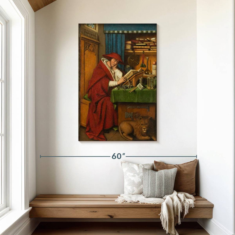 Saint Jerome dans son bureau, H 45 po x l 30 po