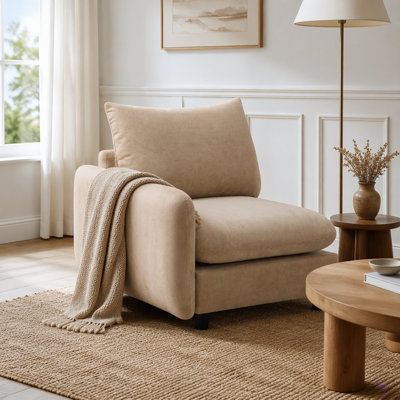 Canapé modulaire en velours avec repose-pieds 69 po 3 pièces 69 po